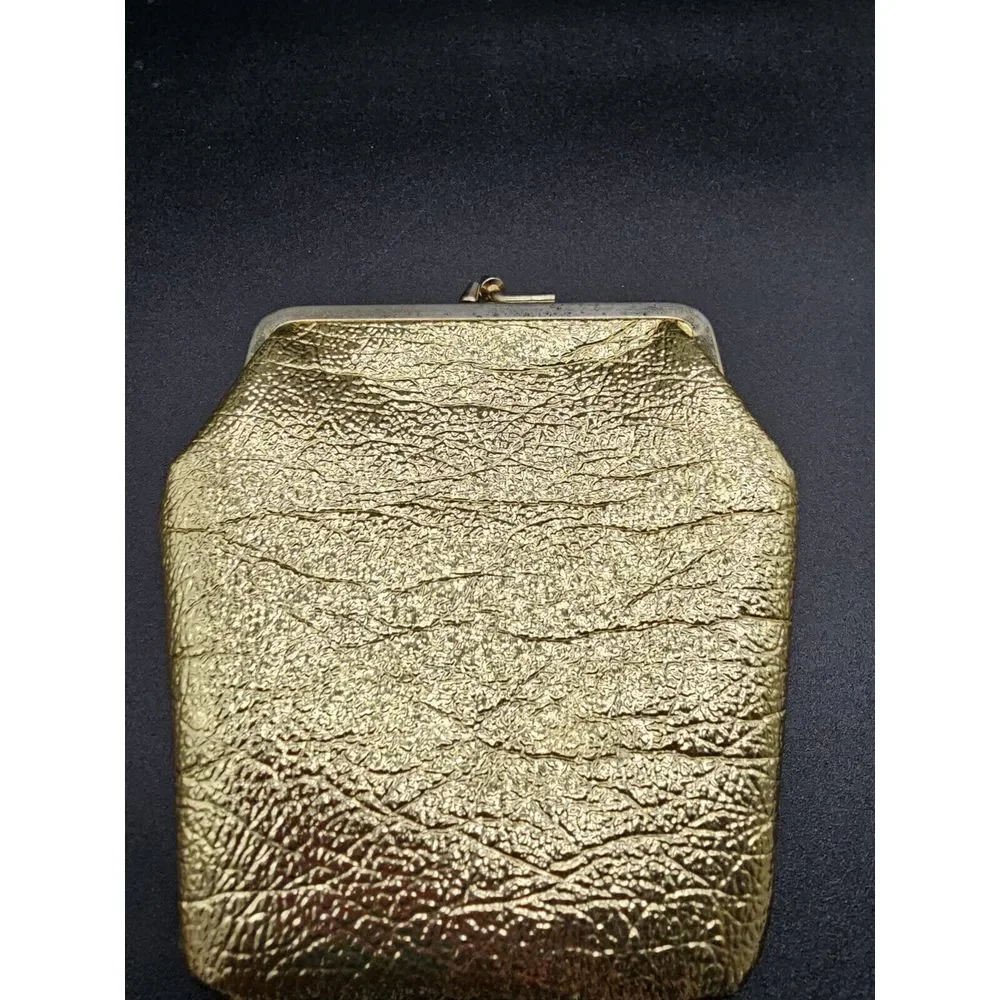 vintage gold metallic snap closure coin purse a‎  